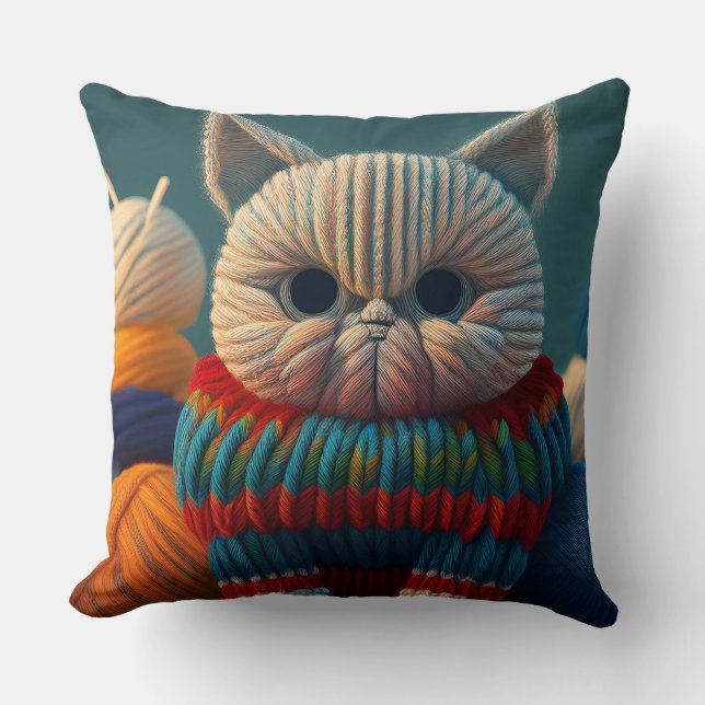 Katt med en "A-huvudattityd" Kudde (Framsida)