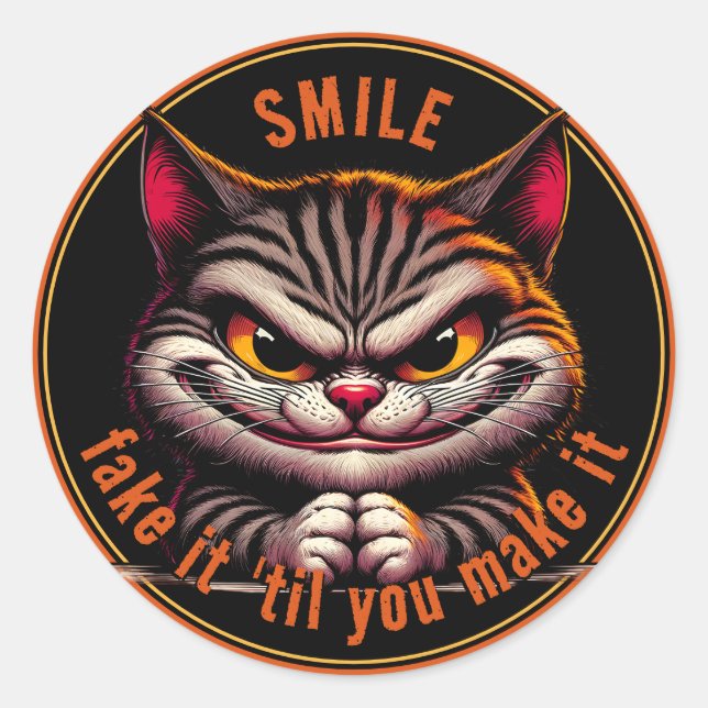 Katt med en attityd runt klistermärke (Framsida)