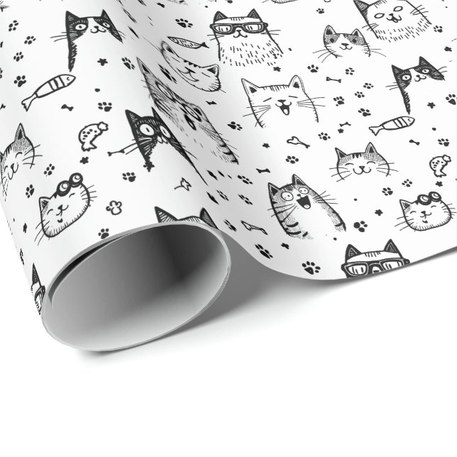 Katt med en enda abstrakt i färg presentpapper (Rullad Hörn)
