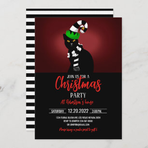 Katt med en fin hatt och Scarf Inbjudningar