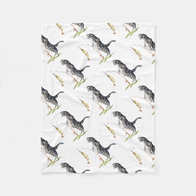 Katt med en fisk fleecefilt (Framsidan)