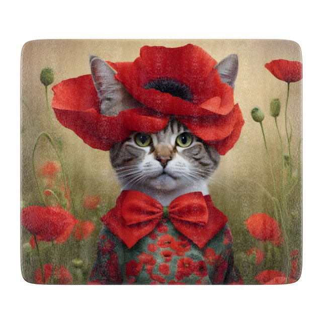 Katt med en klänning gjord av en vallmo (Framsidan)