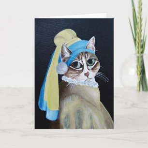 Katt med en pärla i Hälsning Kort