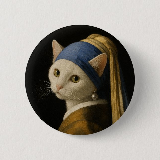 Katt med en pärlörhänge knapp (Framsida)