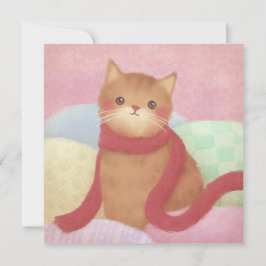 Katt med en röd scarfillustration tack kort