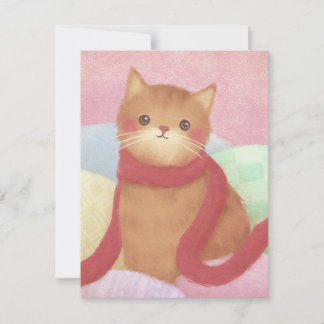 Katt med en röd scarfillustration vykort