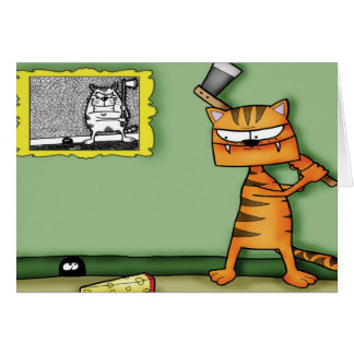 Katt med en yxa hälsningskort