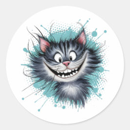 Katt med ett leende. runt klistermärke