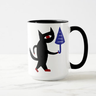 Katt med ett paraply mugg