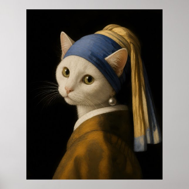 Katt med ett pärlörhänge poster (Framsidan)