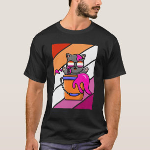 Katt med Färg Pride Lesbisk Flagga Lgbtq Proud all T Shirt