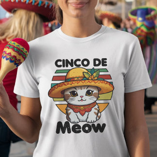 Katt med färgstark sombrero t shirt