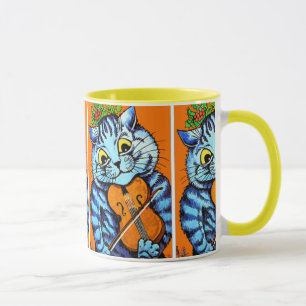 Katt med fiolen vid den Louis Wain koppen Mugg