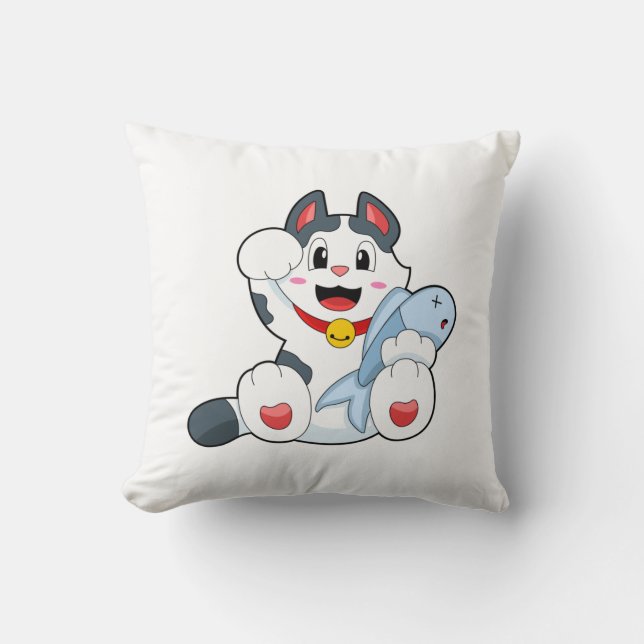 Katt med fisk kudde (Framsida)