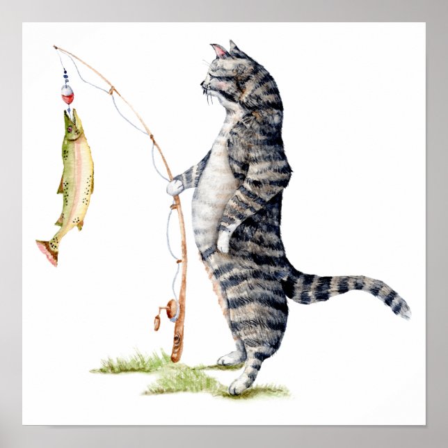 Katt med fisk poster (Framsidan)
