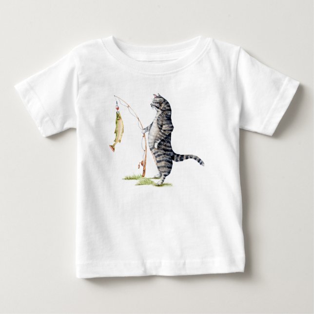 Katt med fisk tee shirt (Framsida)