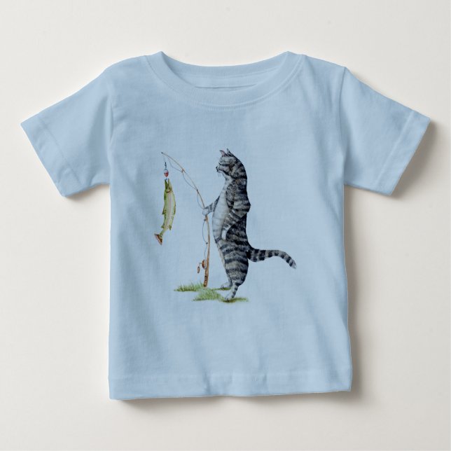 Katt med fisk tee shirt (Framsida)