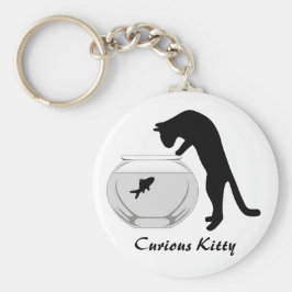 Katt med fiskbulkkedja nyckelring