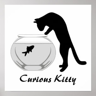Katt med fiskfat Poster