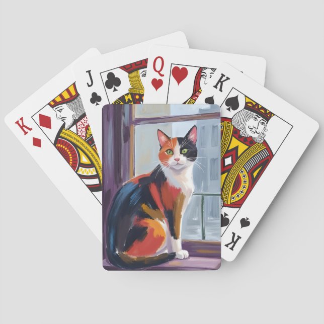 Katt med flera färger | Akvariefärgad katt på föns Casinokort (Baksidan)