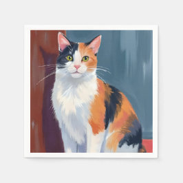 Katt med flera färger | Vattenfärg Söt liten katt Pappersservett