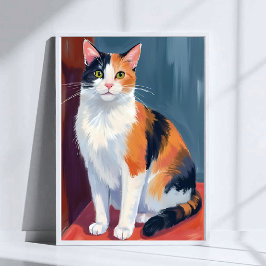 Katt med flera färger | Vattenfärg Söt liten katt Poster