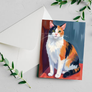 Katt med flera färger Vattenfärg Söt litet katt