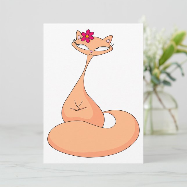 Katt med Flower Cute Kawaii Kattunge Inbjudningar (Skapare uppladdad)