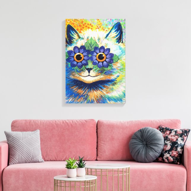 Katt med Flower Ögon | Louis Wain | Canvastryck (Insitu (Vardagsrum))