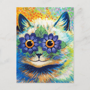 Katt med Flower Ögon Louis Wain Vykort