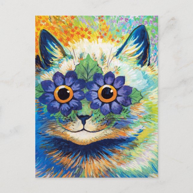 Katt med Flower Ögon | Louis Wain | Vykort (Framsida)
