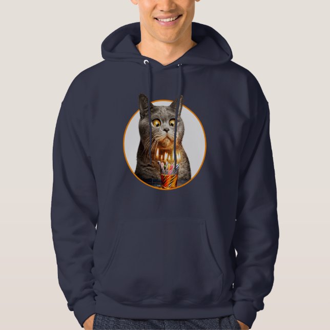 Katt med födelsedag, hett glas hoodie (Framsida)