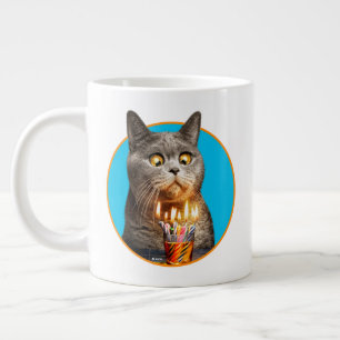 Katt med födelsedag, hett glas jumbo mugg