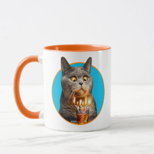 Katt med födelsedag, hett glas mugg