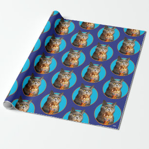 Katt med födelsedag, hett glas presentpapper