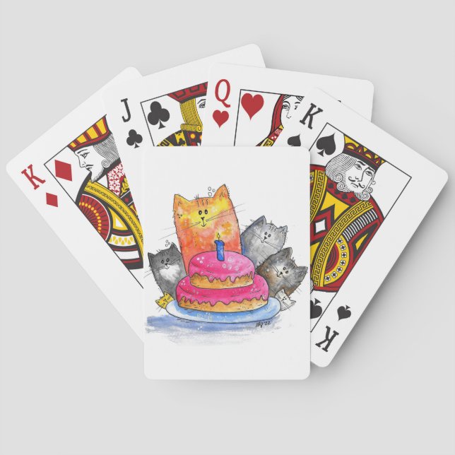 Katt med födelsedagskaka casinokort (Baksidan)