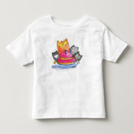 Katt med födelsedagskaka t shirt
