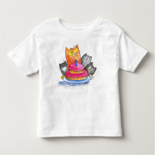 Katt med födelsedagskaka t shirt