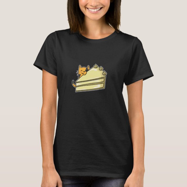 Katt med födelsedagstårta t shirt (Framsida)