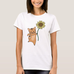 Katt med För barn av solrosmatsalar T Shirt