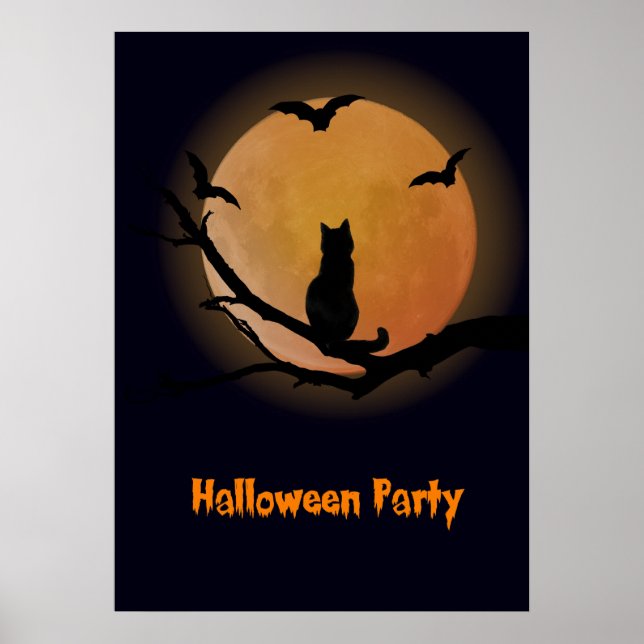 Katt med fullt Halloween Poster (Framsidan)