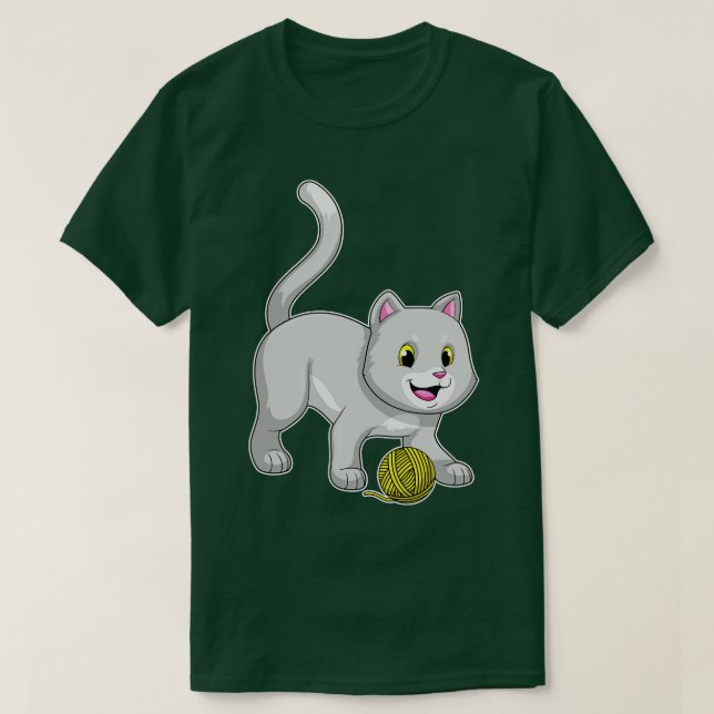 Katt med garn av ull boll t shirt (Design framsida)