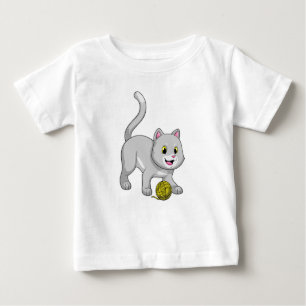 Katt med garn av ull boll t shirt