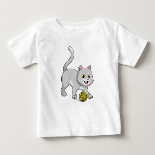 Katt med garn av ull boll t shirt (Framsida)