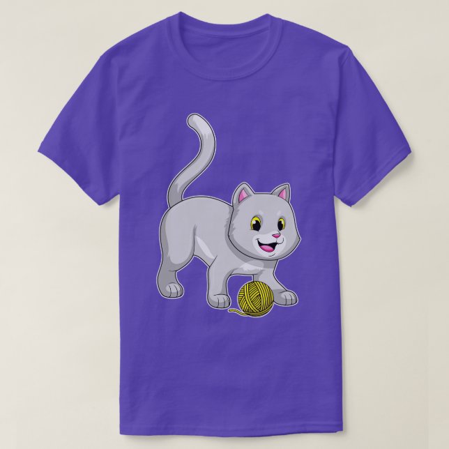 Katt med garn av ull boll t shirt (Design framsida)