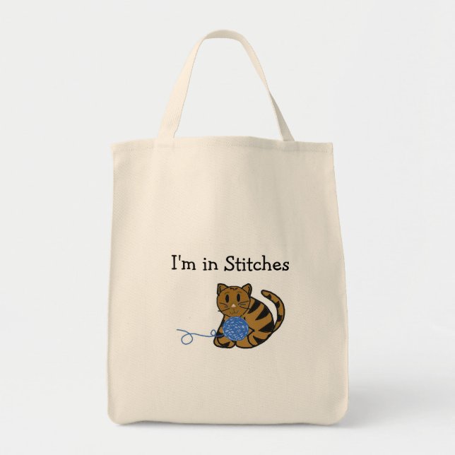 Katt med garnboll som säger tygkasse (Framsidan)