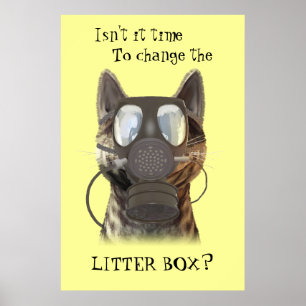 Katt med gasmask poster