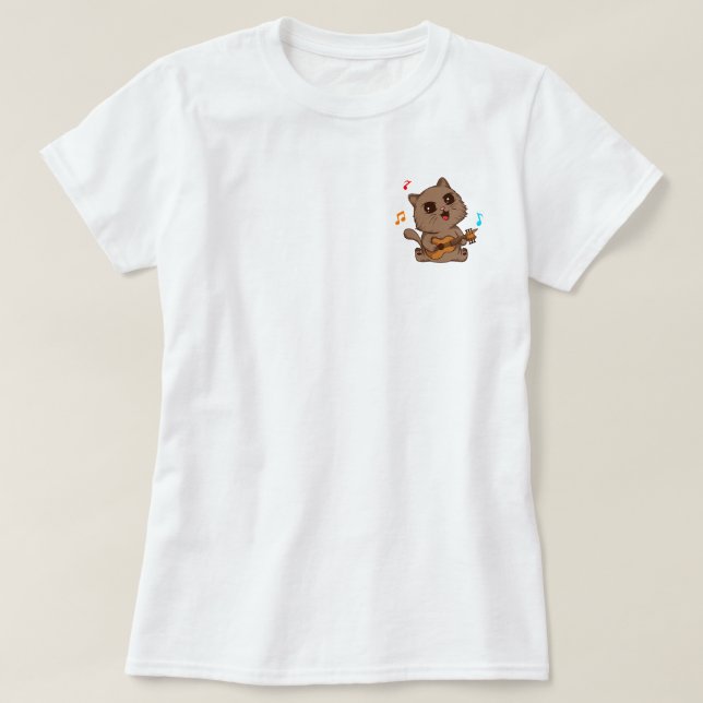 Katt med gitarr t shirt (Design framsida)