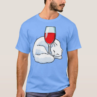 Katt med glas av Red vin 1 T Shirt