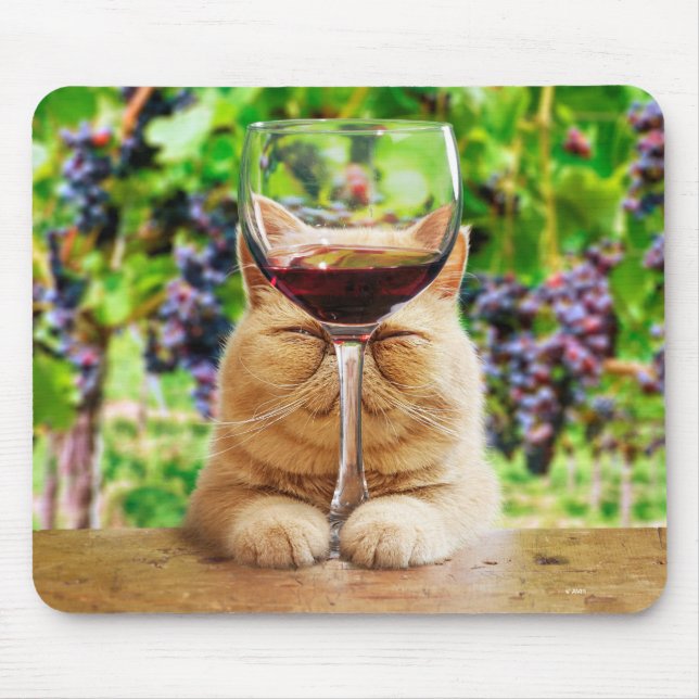 Katt med glas av Vin Musmatta (Framsidan)